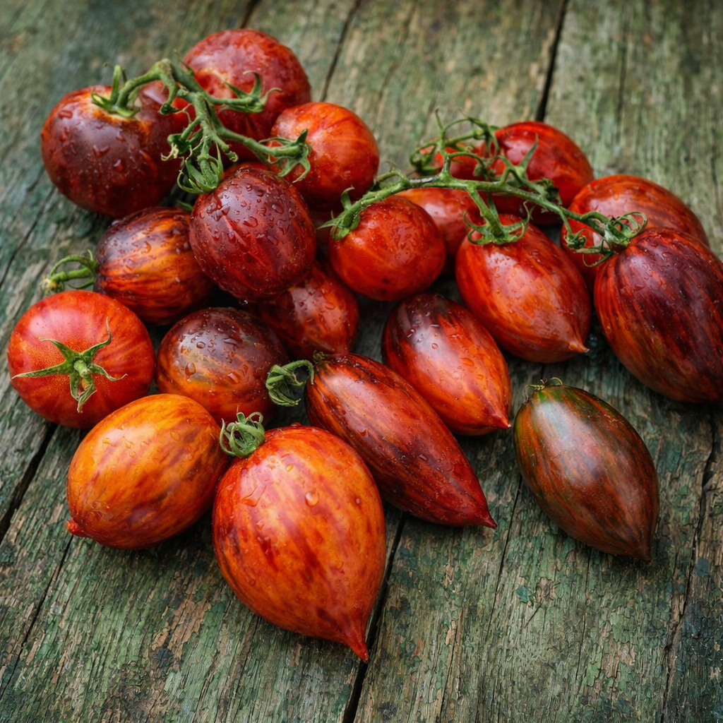 Dwarf Shadow Boxing tomato (<em>Solanum lycopersicum</em> ‘Dwarf Shadow Boxing’)