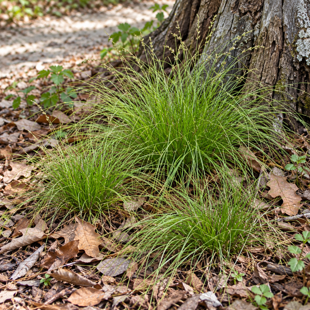 Carex appalachica en touffe légère de feuilles vertes extrêmement fines et arquées.