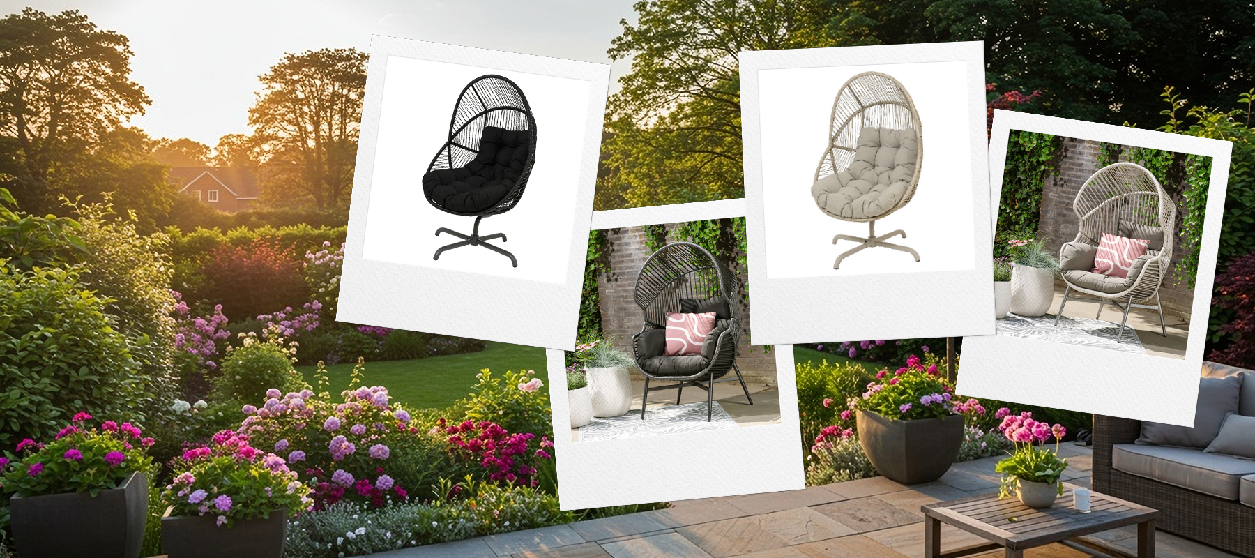 Chaises œuf suspendues en promotion pour terrasse et jardin