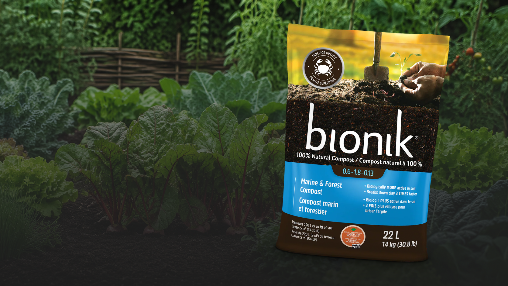 Bionik compost marin et forestier naturel pour potager, pelouse et jardin