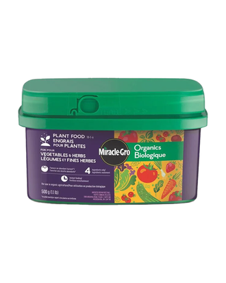 Engrais Organique pour Légumes et Fines Herbes Miracle-Gro® 10-1-6 — photo sur fond blanc