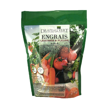 Engrais Drapeau Vert 6-22-11 pour légumes et fleurs