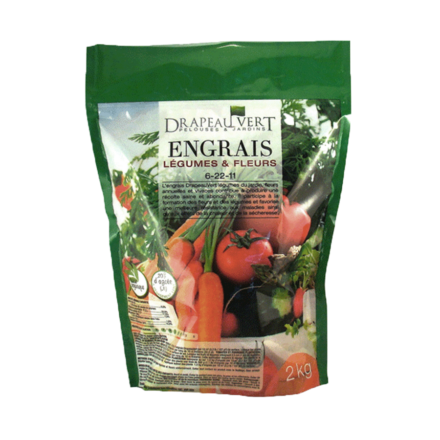 Engrais Drapeau Vert 6-22-11 pour légumes et fleurs