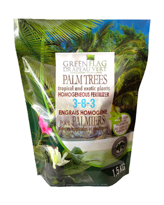Engrais palmiers Drapeau Vert 3-8-3 — photo sur fond blanc