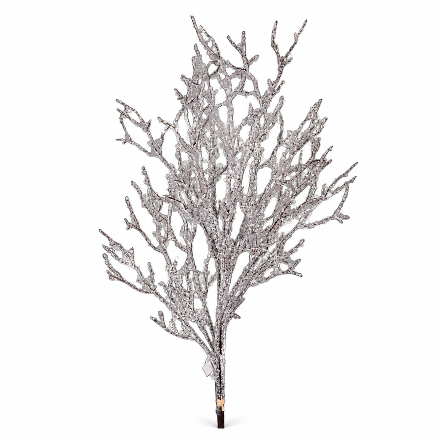 Fagot de brindilles enneigées – 37 po – fond blanc pur