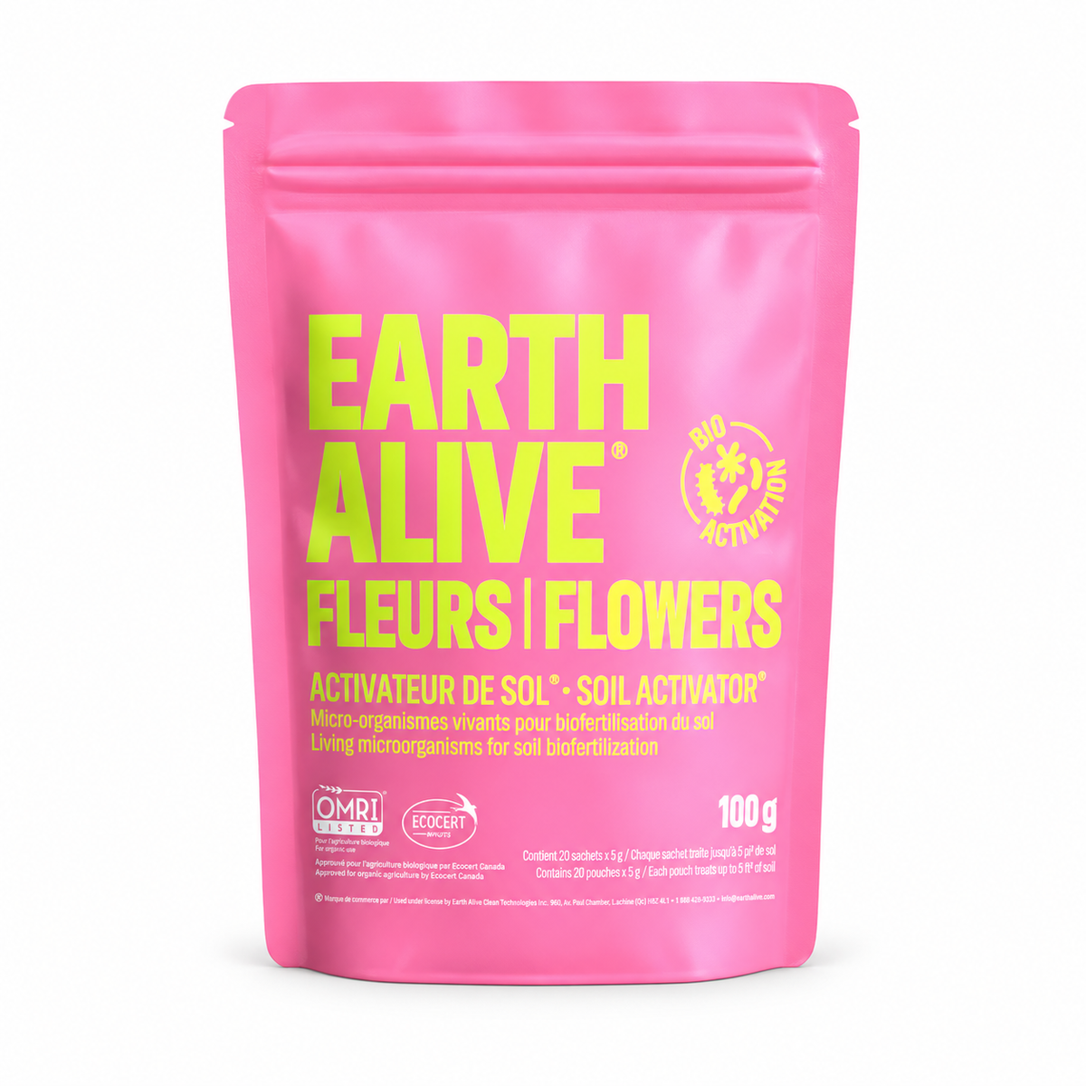 Activateur de sol Earth Alive sur fond blanc pur