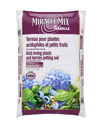 Terreau pour plantes acidophiles et petits fruits – 32 L sur fond blanc pur