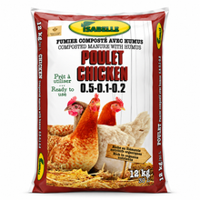 Fumier composté de poulet avec humus Isabelle – 30 L sur fond blanc pur