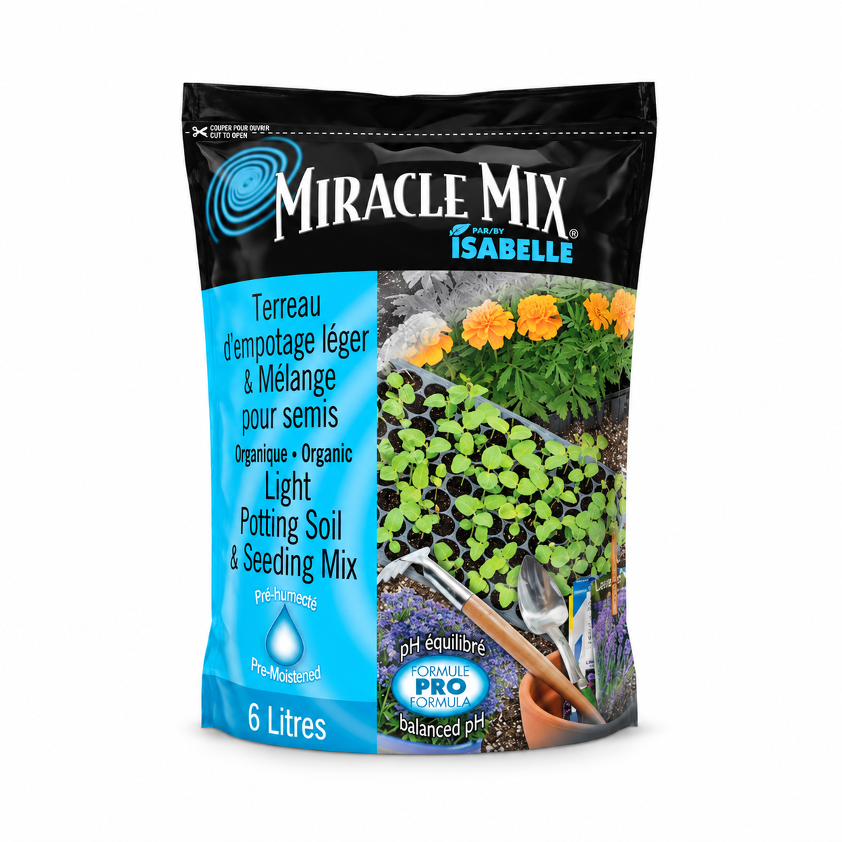 Terreau léger pour empotage et semis Miracle Mix – 6 L sur fond blanc pur