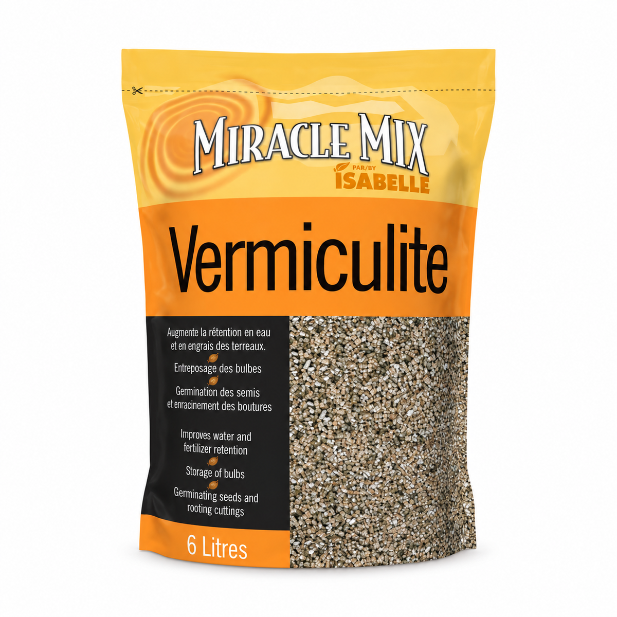 Vermiculite horticole Miracle Mix – 6 L sur fond blanc pur
