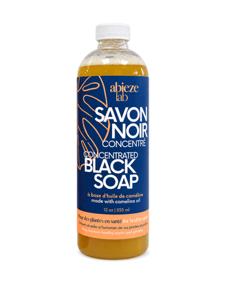 Savon noir concentré Abieze Lab à l'huile de caméline – 355 ml sur fond blanc pur
