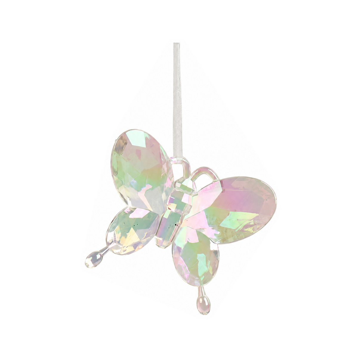 Ornement papillon – Modèle 2 · Transparent / Argent / Irisé