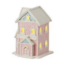 Maison de Noël lumineuse aux friandises – Rose, pignon bleu