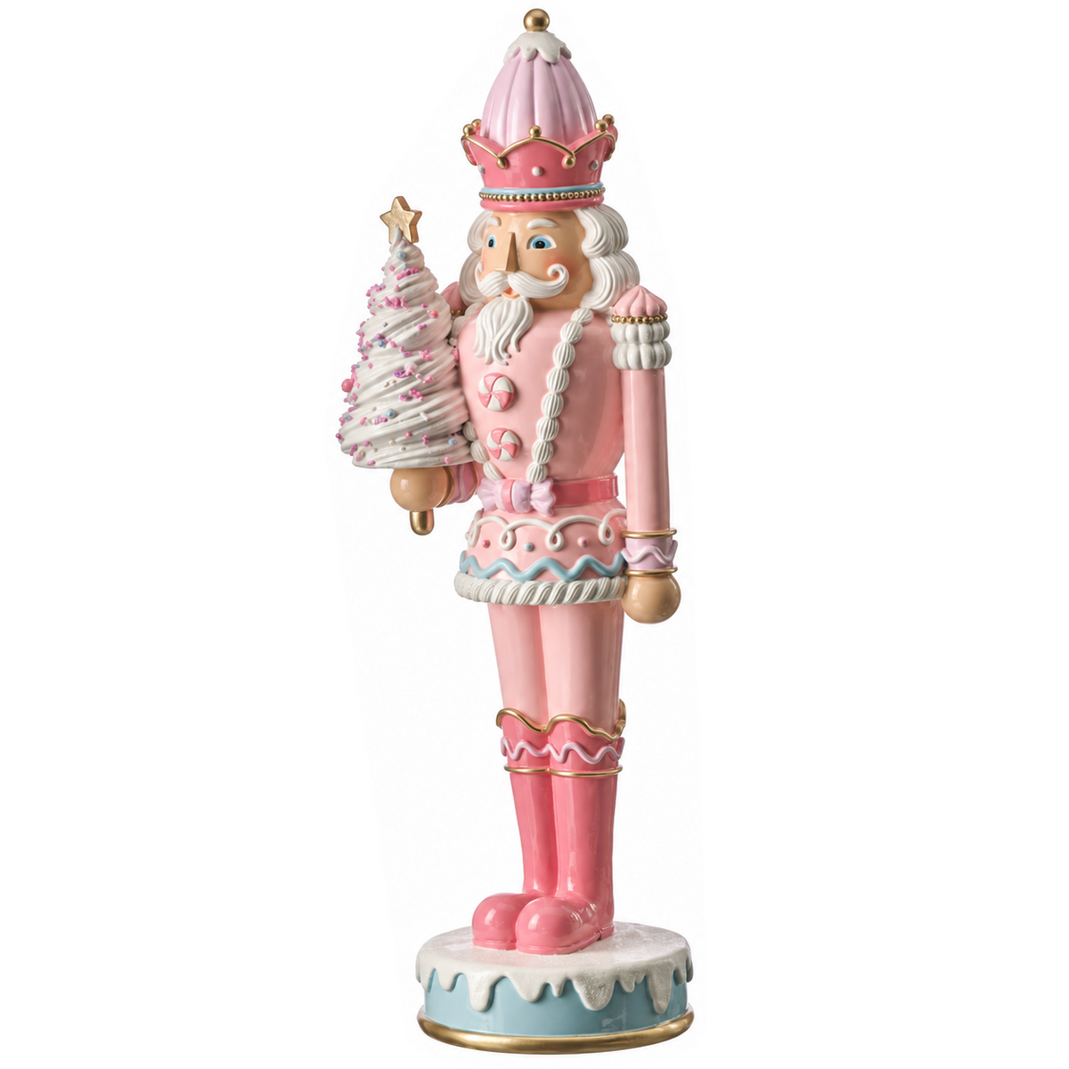 Soldat décoratif de Noël – Rose pastel, petit sapin
