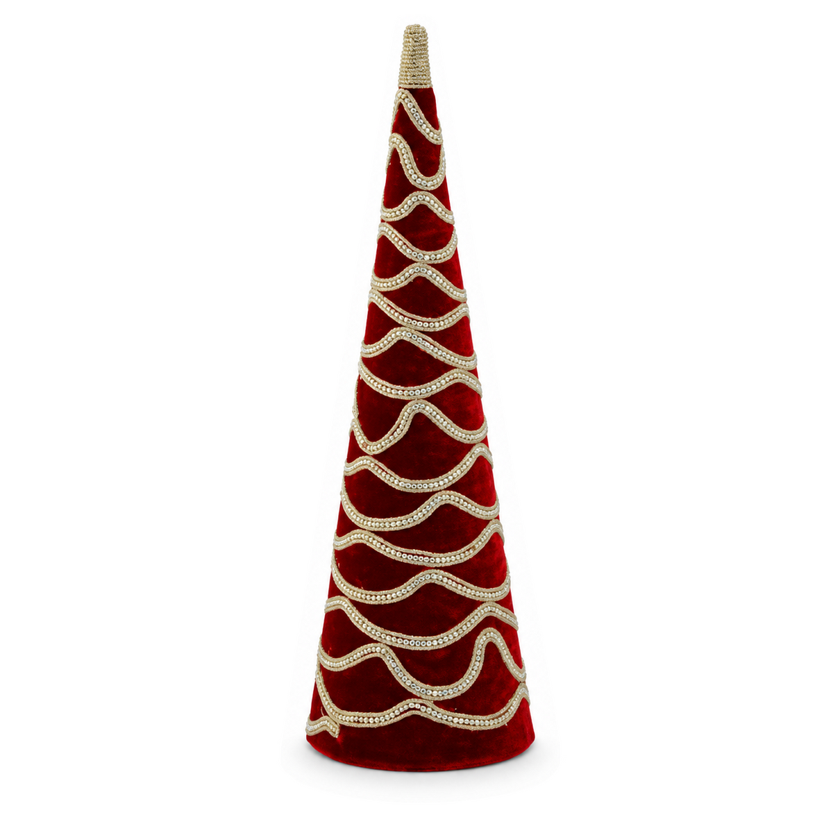 Sapin décoratif de Noël orné de bijoux – Rouge foncé – 18 po