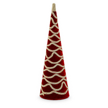 Sapin décoratif de Noël orné de bijoux – Rouge foncé – 18 po