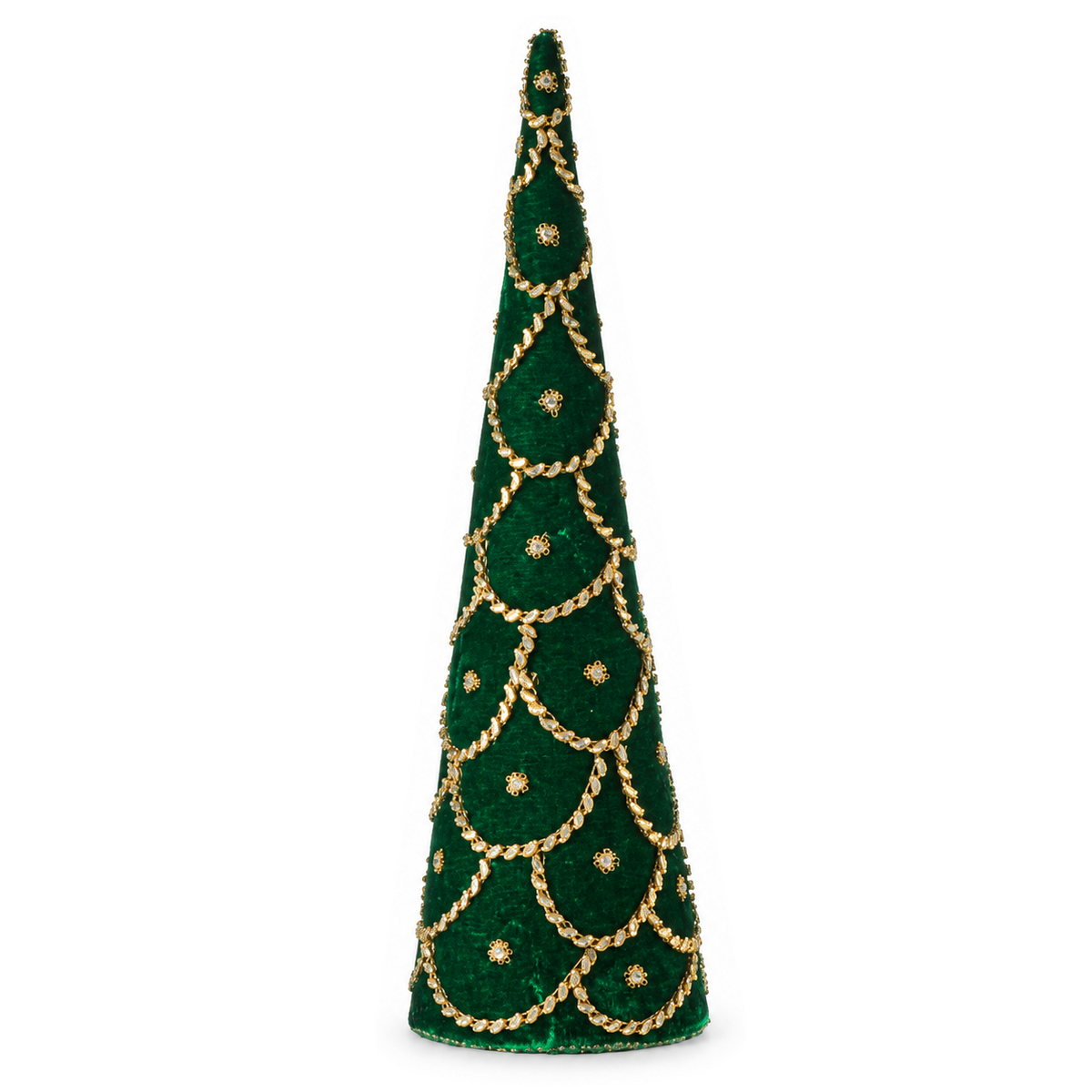Sapin décoratif de Noël orné de bijoux – Vert – 18 po