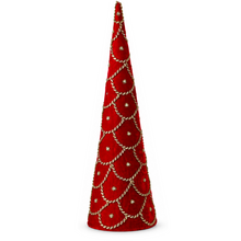 Sapin décoratif de Noël orné de bijoux – Rouge – 24 po