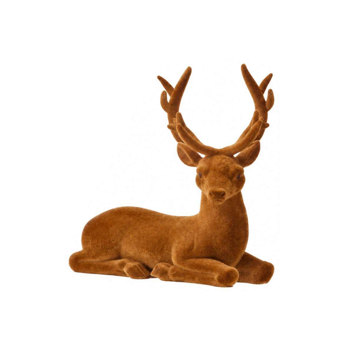 Renne décoratif floqué couché – Brun