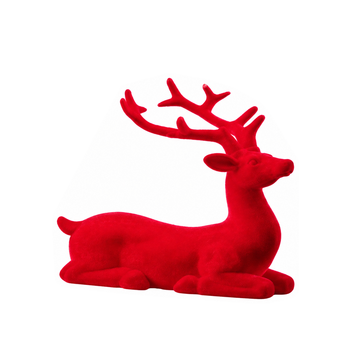 Renne décoratif floqué couché – Rouge