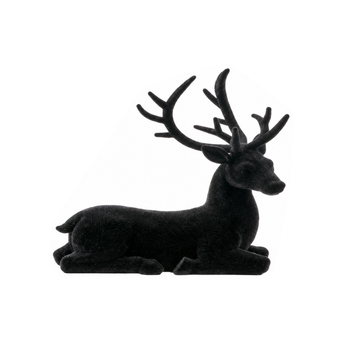 Renne décoratif floqué couché – Noir