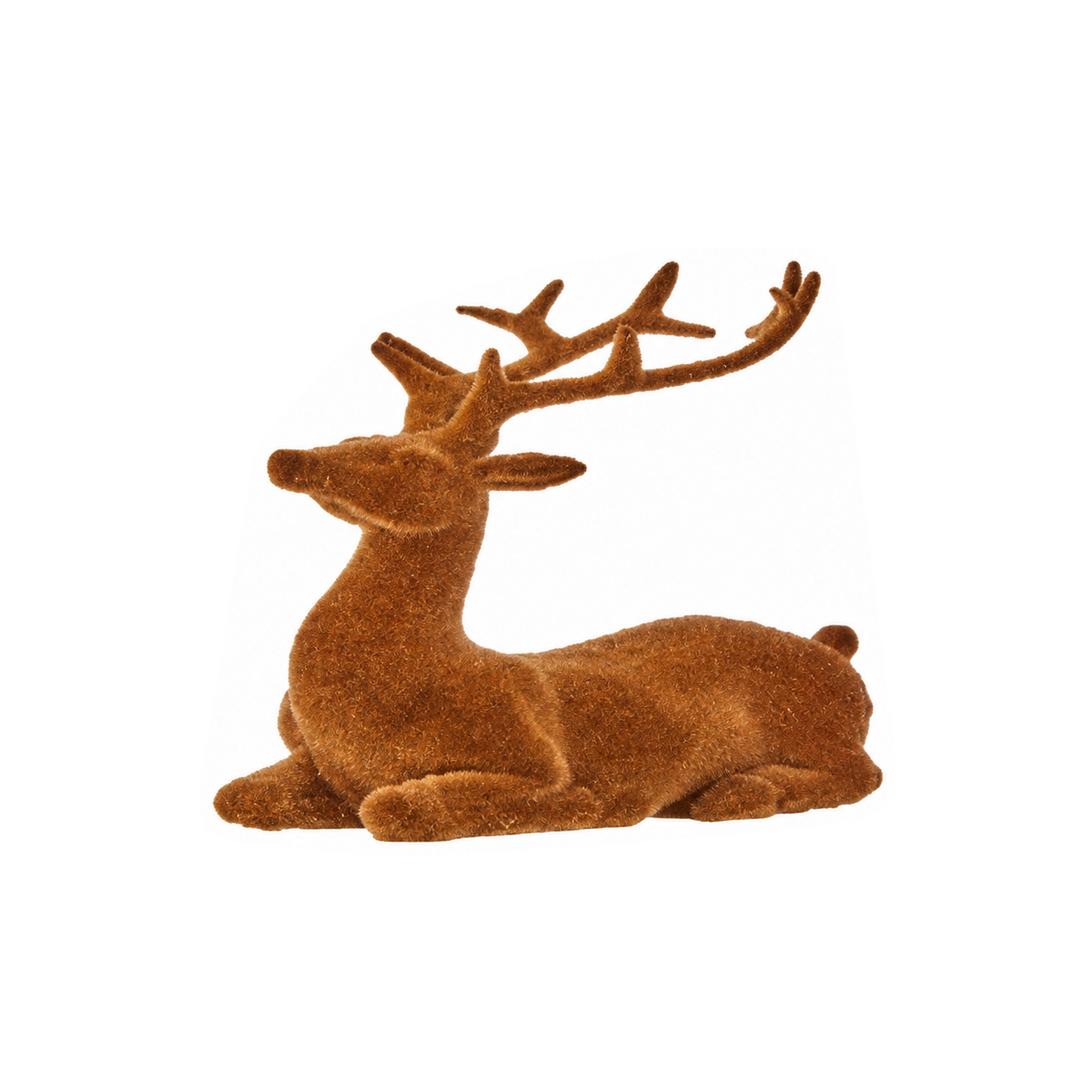 Renne décoratif floqué couché – Brun