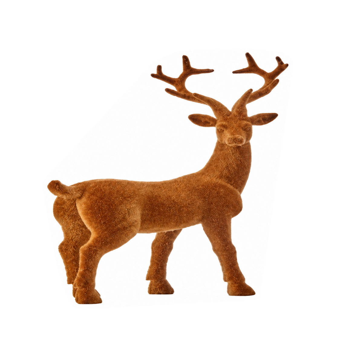 Renne décoratif floqué debout – Brun
