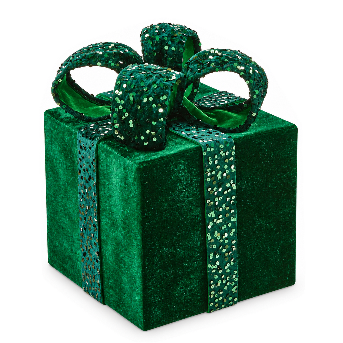 Cadeau décoratif de Noël à sequins – Vert – 12 po