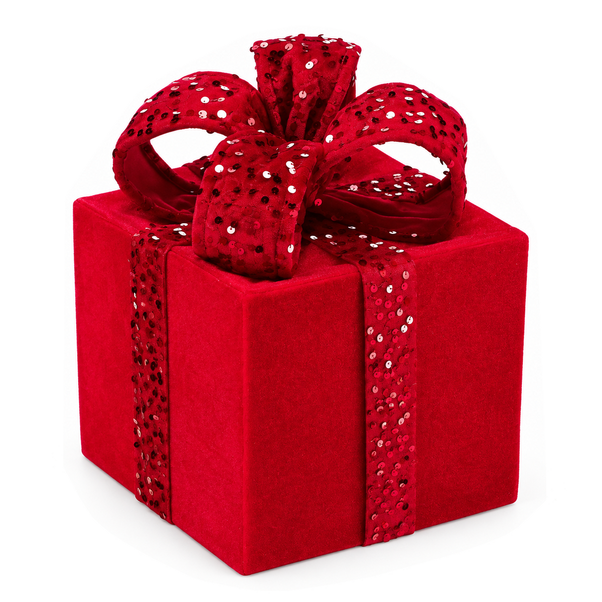 Cadeau décoratif de Noël à sequins – Rouge – 12 po