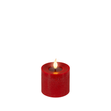 Ensemble de 3 bougies LED pilier – Rouge — Composant du lot : petite