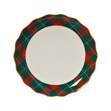 Assiette de Noël à bord tartan – Blanc
