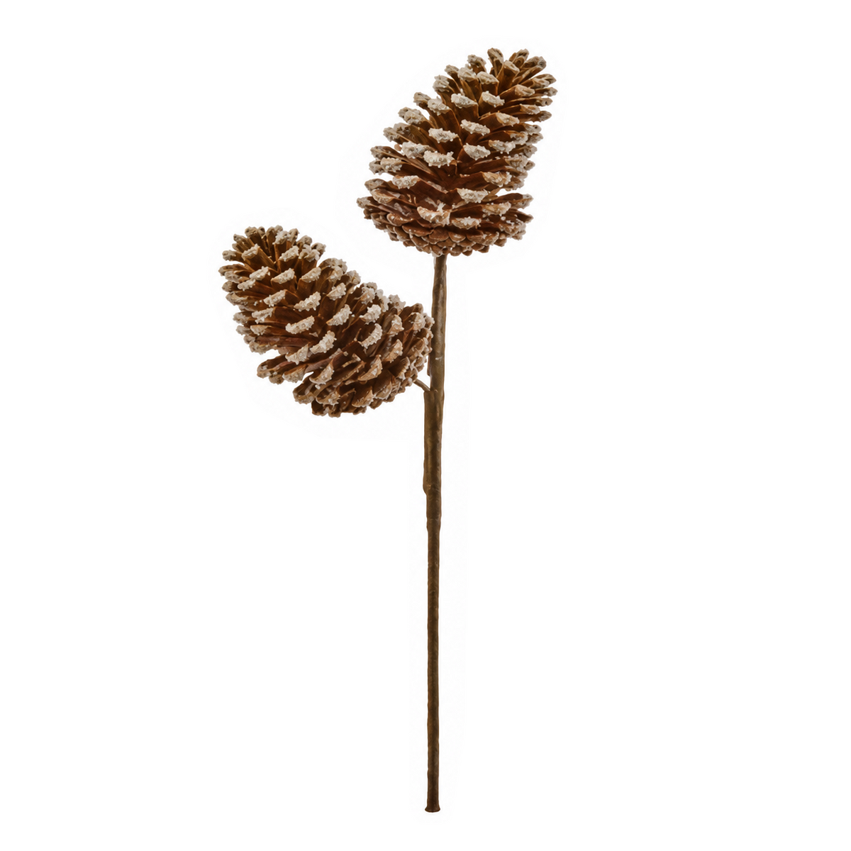 Tige décorative de pommes de pin givrées – Naturel givré
