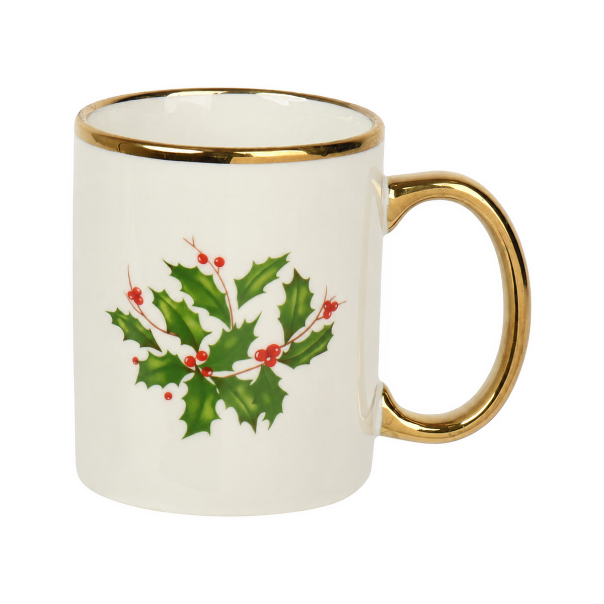 Tasse de Noël en porcelaine à houx – Vert