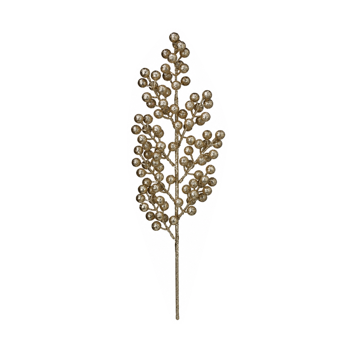 Tige décorative pailletée à baies – Champagne et or
