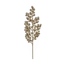 Tige décorative pailletée à baies – Champagne et or