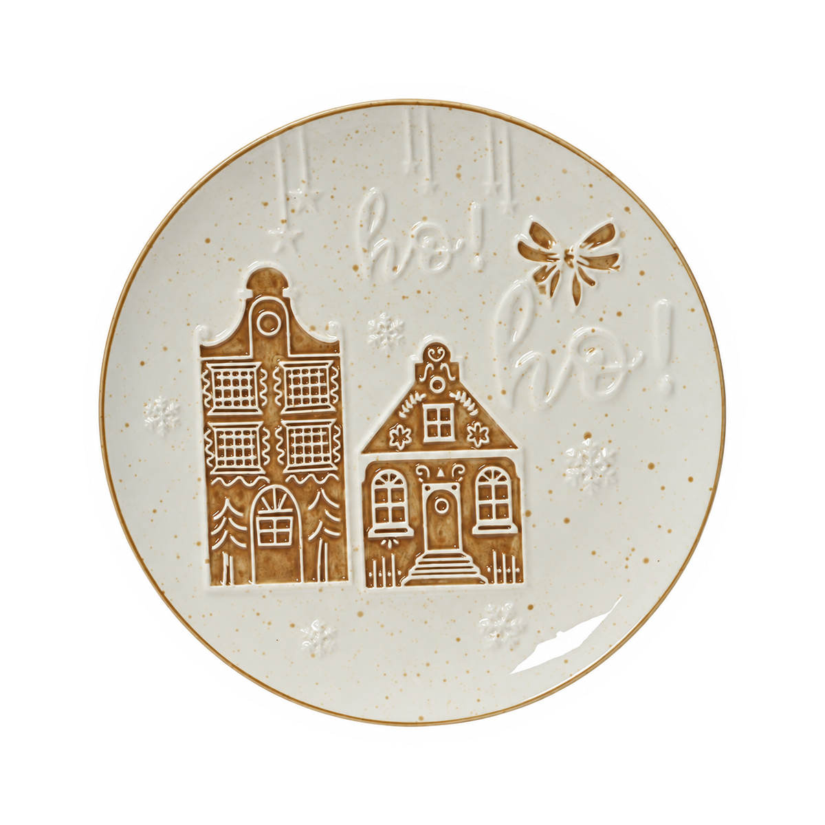 Assiette de Noël maisons en pain d’épice – Blanc / Multicolore