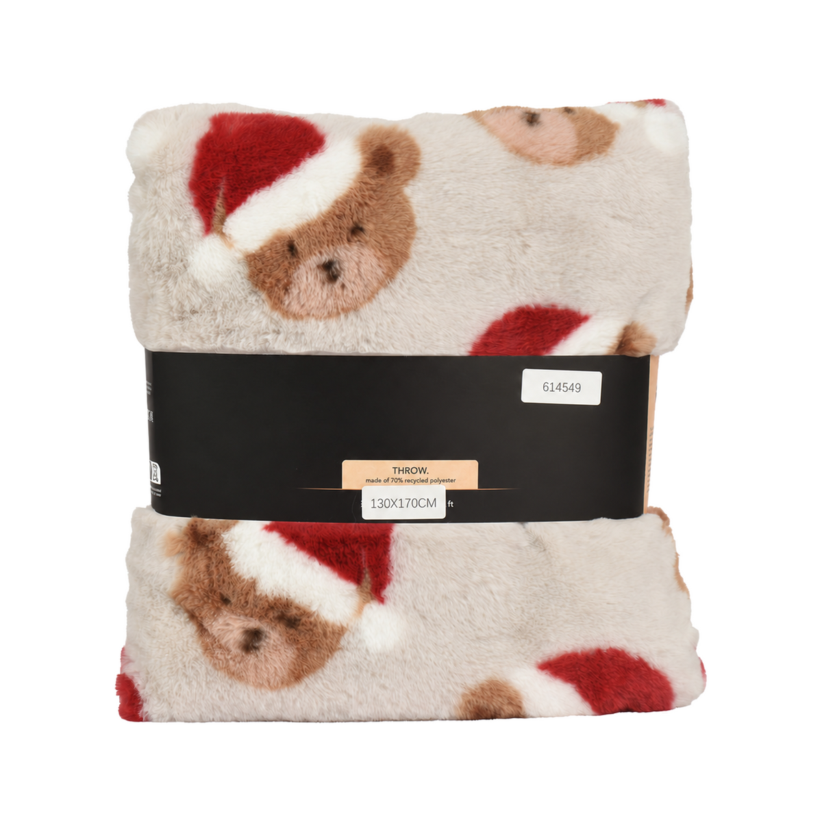 Plaid de Noël en flanelle à motif d’ours – Beige
