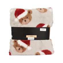 Plaid de Noël en flanelle à motif d’ours – Beige