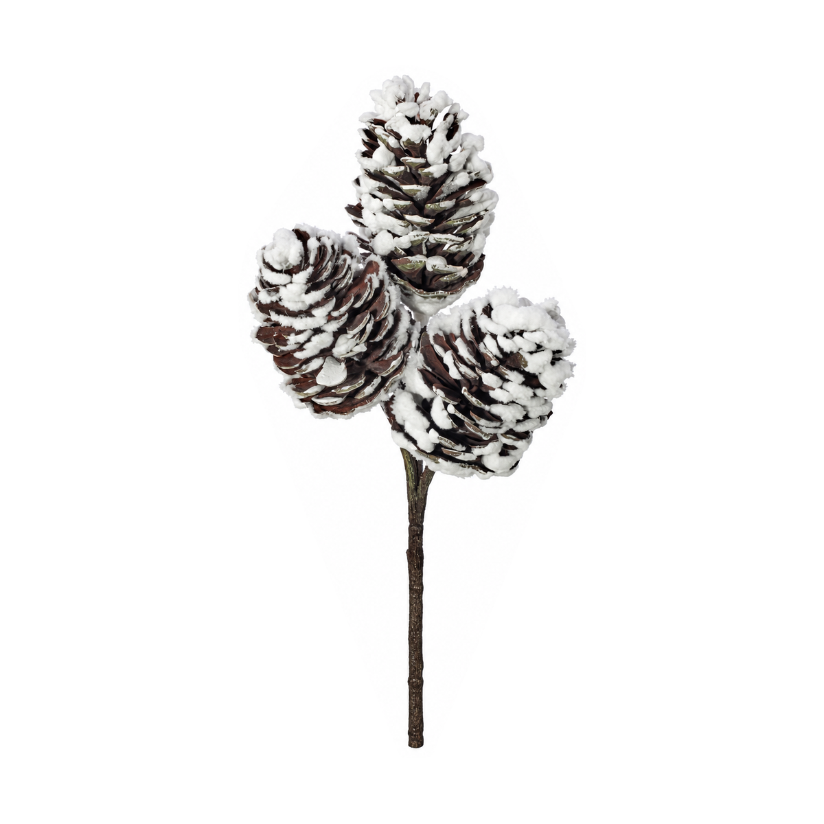 Tige décorative givrée à pommes de pin – Noël
