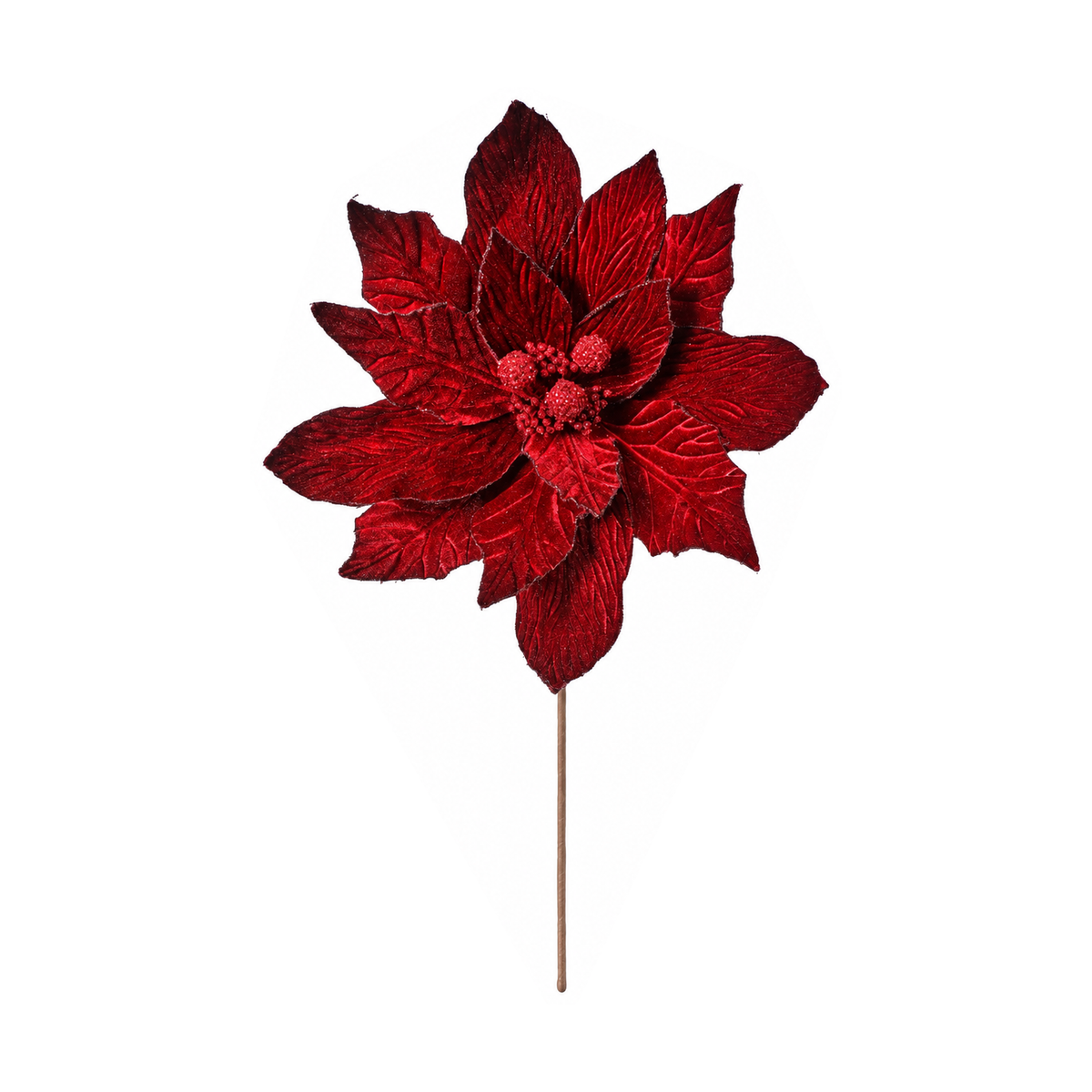 Tige de poinsettia artificiel bourgogne – 30 po
