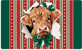 Tapis décoratif – Vache Highland de Noël