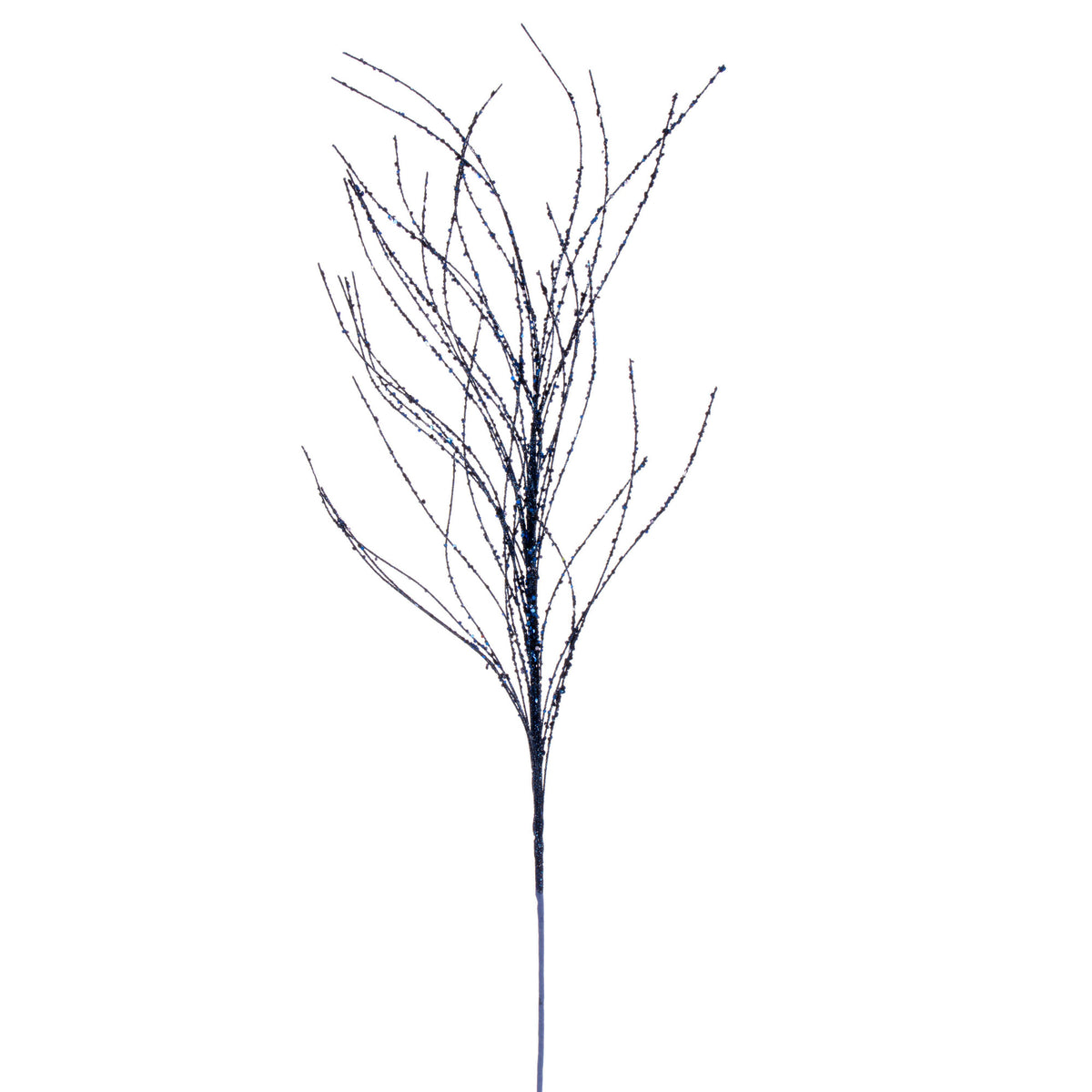 Tige décorative de rameaux ondulés — bleu nuit — fini pailleté