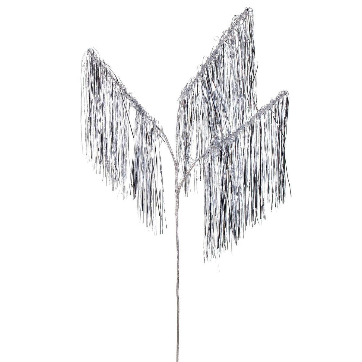 Tige décorative de stalactites en lamé à trois pointes – argent – 36 po