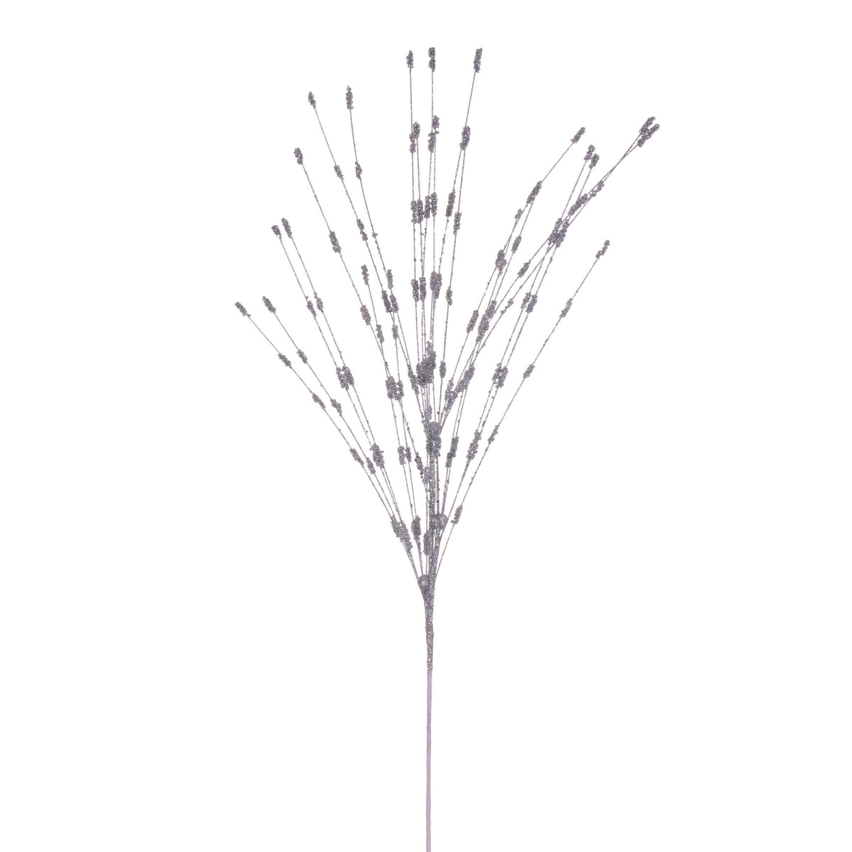 Tige décorative de baies — argent — fini pailleté