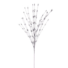 Tige décorative de baies — argent — fini pailleté
