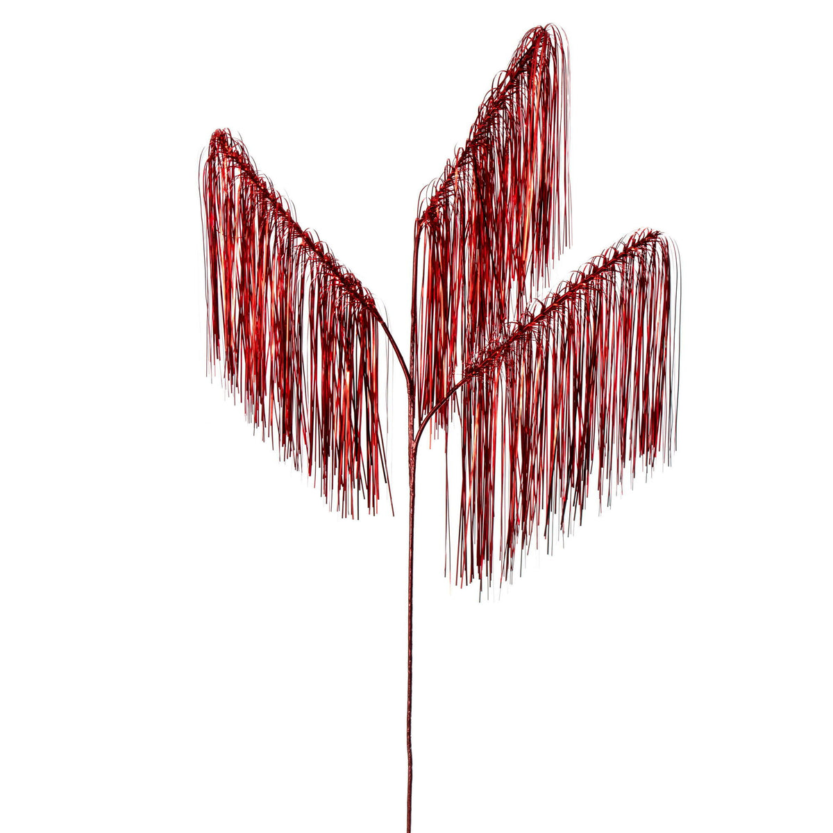 Tige décorative de stalactites en lamé à trois pointes – rouge – 36 po