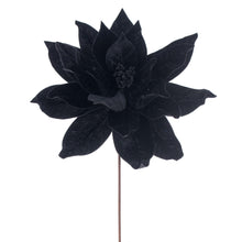 Tige décorative de poinsettia – noir – 21,5 po – fleur de 18 po