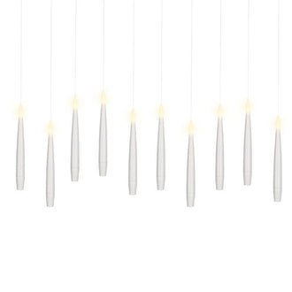 Ensemble de dix bougies flottantes LED blanches pour Noël, suspendues à des fils fins
