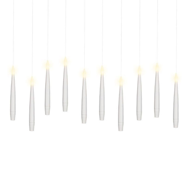 Ensemble de dix bougies flottantes LED blanches pour Noël, suspendues à des fils fins