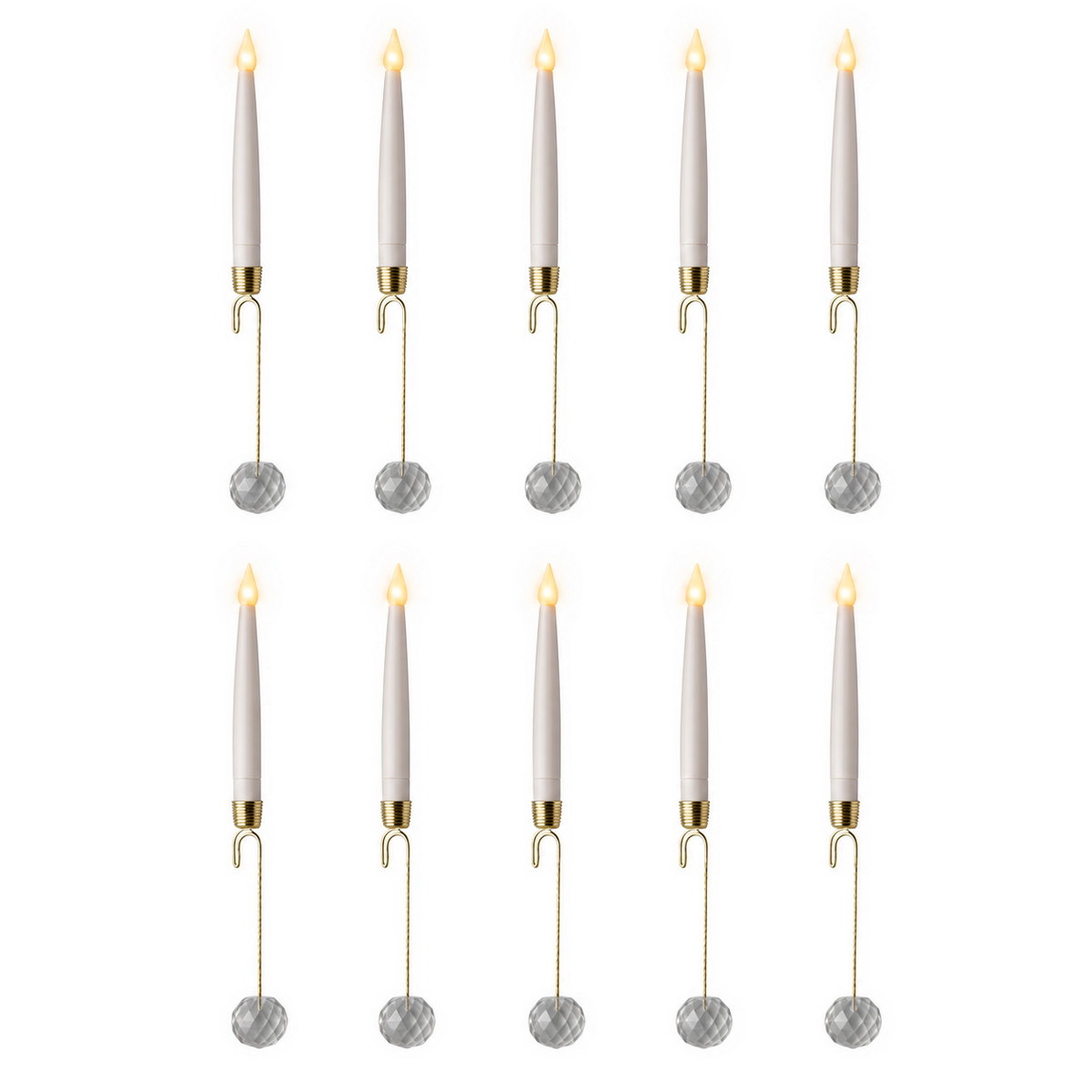 Ensemble de 10 bougies DEL blanches avec contrepoids pour sapin